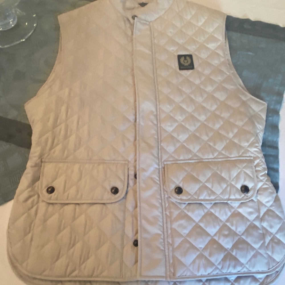Belstaff Men’s Quilted Vest, Size 38, Cream